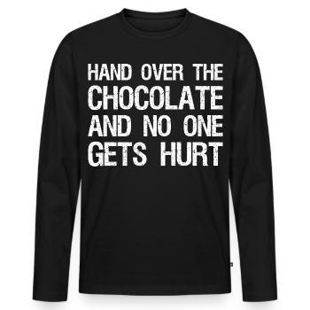 Remettez le chocolat et personne ne sera blessé - T-shirt manches longues Premium bio Homme - noir - Devant - Nico (187cm)