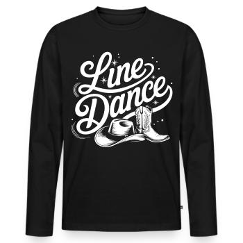 Line Dance Boots Illustration - Men's Premium Organic Long Sleeve Shirt - black - Front - Nico (187cm)
