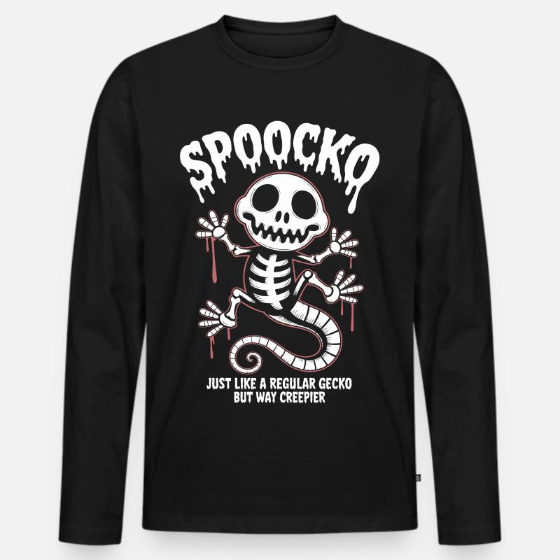 Spooky Skeleton Halloween - Männer Premium Bio Langarmshirt - Schwarz