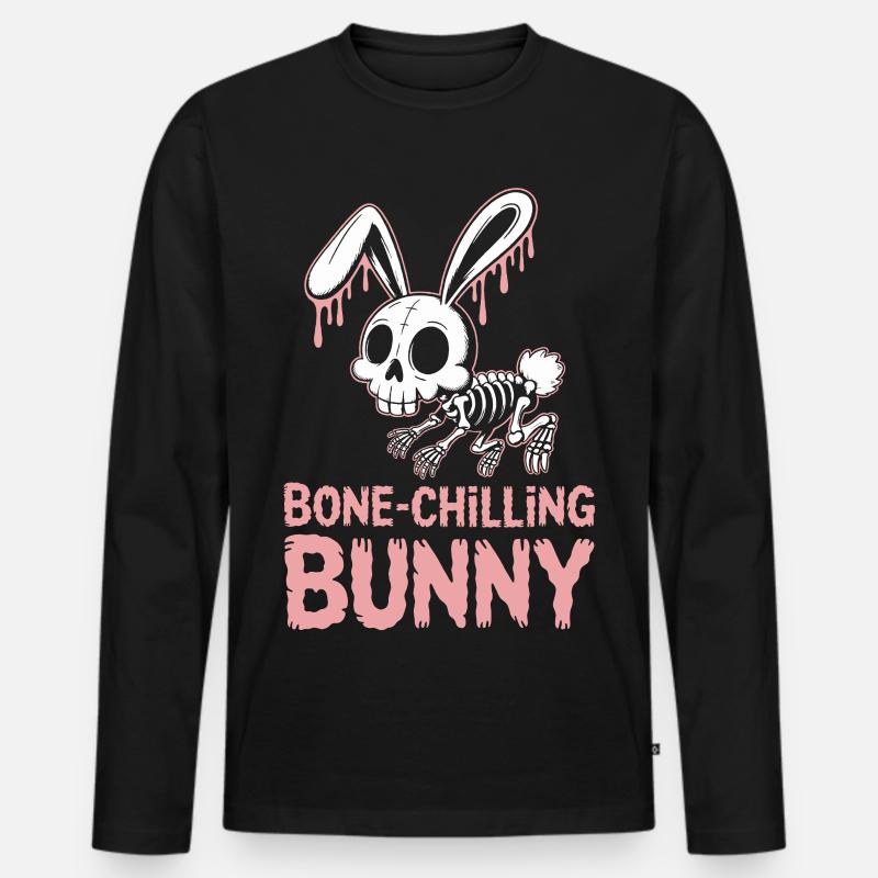 Bone-Chilling Bunny Halloween  - Männer Premium Bio Langarmshirt - Schwarz