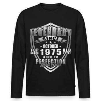 Octobre 1975 Vinatge Retro Cadeau d’anniversaire - T-shirt manches longues Premium bio Homme - noir - Devant - Nico (187cm)