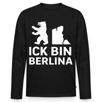 Ick bin Berlina - Männer Premium Bio Langarmshirt - Schwarz - Vorne - Nico (187cm)
