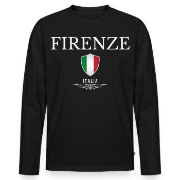 Florence Italy, I love Florence - Men's Premium Organic Long Sleeve Shirt - black - Front - Nico (187cm)