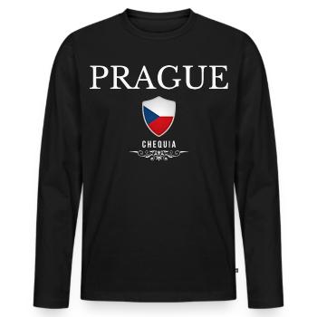 Prag, Tschechische Republik, Souvenir Prag - Männer Premium Bio Langarmshirt - Schwarz - Vorne - Nico (187cm)