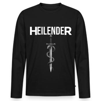 Healer for the humorous doctor or physician - Men's Premium Organic Long Sleeve Shirt - black - Front - Nico (187cm)