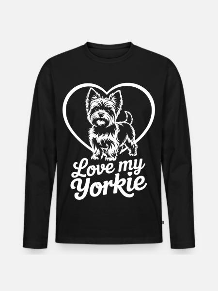 Yorkie Herzmotiv - Männer Premium Bio Langarmshirt - Schwarz