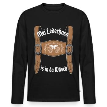 Mei Lederhosn Is In Da Wäsch Bier - Men's Premium Organic Long Sleeve Shirt - black - Front - Nico (187cm)