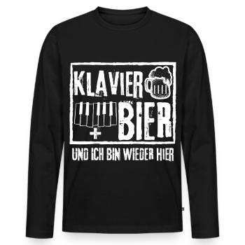 PIANO AND BEER AND I'M BACK HERE - Men's Premium Organic Long Sleeve Shirt - black - Front - Nico (187cm)
