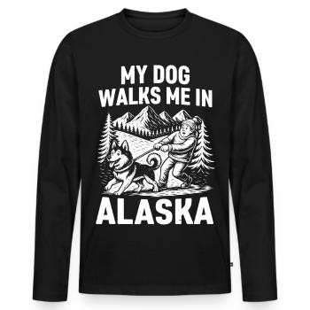 My dog leads me in Alaska - Men's Premium Organic Long Sleeve Shirt - black - Front - Nico (187cm)