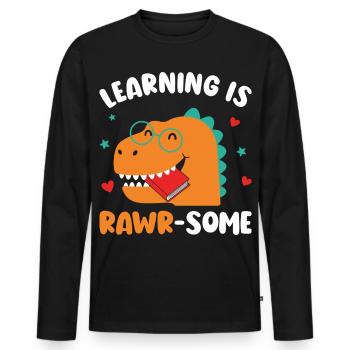 Dinosaur Kindergarten Elementary Kids - Men's Premium Organic Long Sleeve Shirt - black - Front - Nico (187cm)