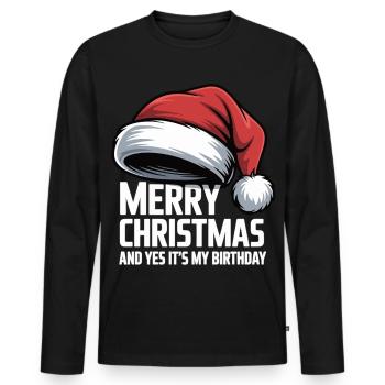 Idée cadeau d’anniversaire de Noël - T-shirt manches longues Premium bio Homme - noir - Devant - Nico (187cm)