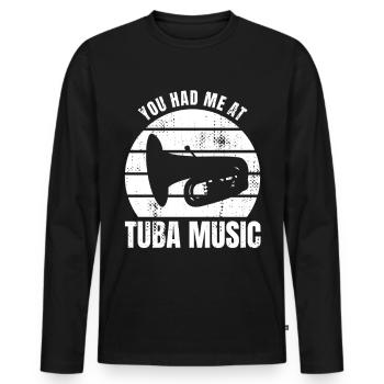 Joueur de tuba disant - T-shirt manches longues Premium bio Homme - noir - Devant - Nico (187cm)
