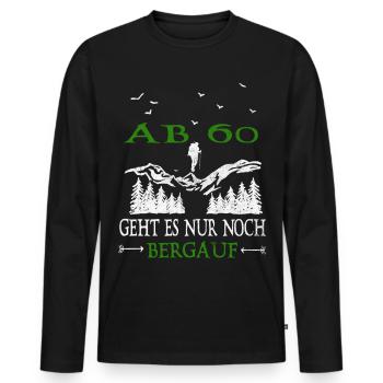 From 60 it's all uphill Birthday - Men's Premium Organic Long Sleeve Shirt - black - Front - Nico (187cm)
