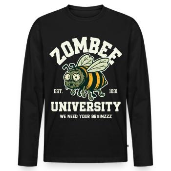 Université Zombee - T-shirt manches longues Premium bio Homme - noir - Devant - Nico (187cm)