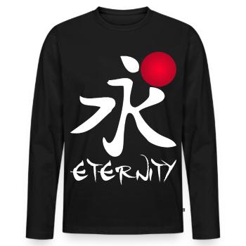 Eternité en calligraphie rouge - T-shirt manches longues Premium bio Homme - noir - Devant - Nico (187cm)