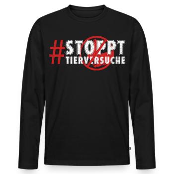 Animal welfare STOP ANIMAL TESTING FUNNY - Men's Premium Organic Long Sleeve Shirt - black - Front - Nico (187cm)