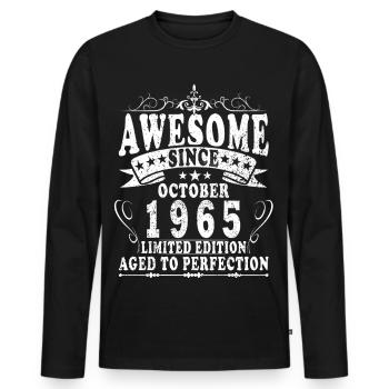 60. Geburtstag Original Oktober Jahrgang 1965 - Männer Premium Bio Langarmshirt - Schwarz - Vorne - Nico (187cm)