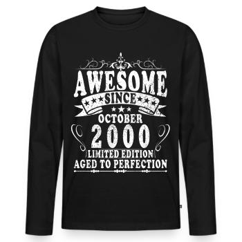 25e anniversaire Original Octobre Année 2000 - T-shirt manches longues Premium bio Homme - noir - Devant - Nico (187cm)