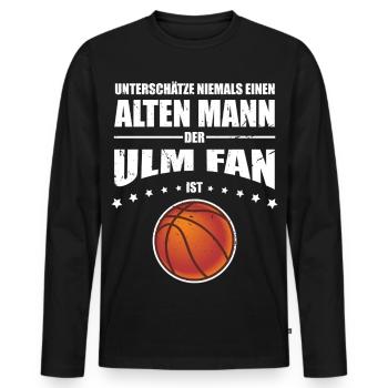 Alter Mann - Ulm Basketball Fan | Vintage Retro - Männer Premium Bio Langarmshirt - Schwarz - Vorne - Nico (187cm)