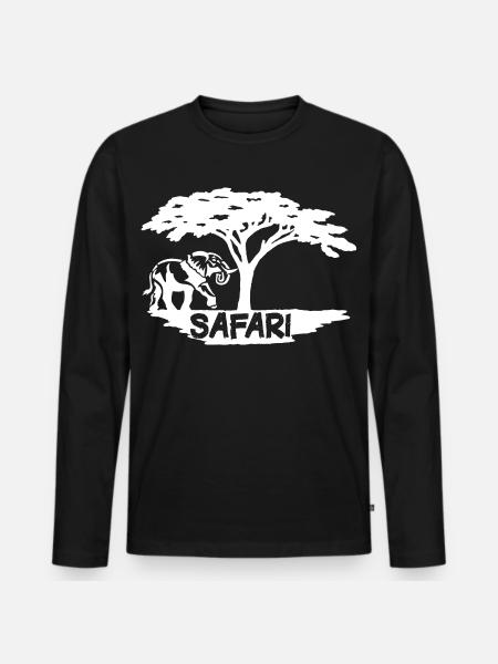 Safari and white elephant - Men's Premium Organic Long Sleeve Shirt - black