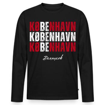 J’adore Copenhague, Copenhague Danemark - T-shirt manches longues Premium bio Homme - noir - Devant - Nico (187cm)