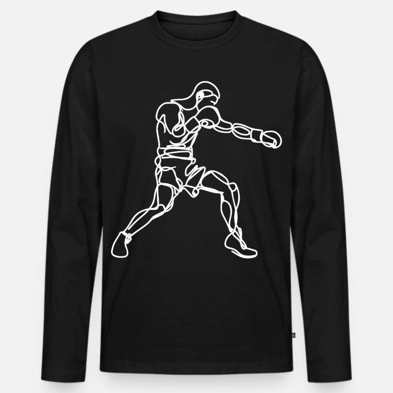 Boxer Zeichnung - Männer Premium Bio Langarmshirt - Schwarz