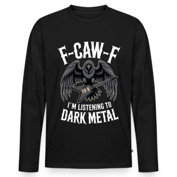 F-Caw-F Raven Reef Dark Metal Tee - Men's Premium Organic Long Sleeve Shirt - black - Front - Nico (187cm)