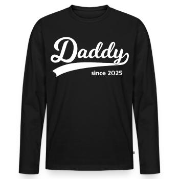 Daddy Since 2025 – Vintage Script - Männer Premium Bio Langarmshirt - Schwarz - Vorne - Nico (187cm)