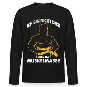 Muscles instead of mass saying - Men's Premium Organic Long Sleeve Shirt - black - Front - Nico (187cm)