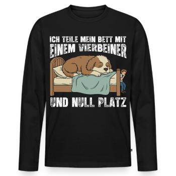 Hund als Bettmitbewohner - Männer Premium Bio Langarmshirt - Schwarz - Vorne - Nico (187cm)