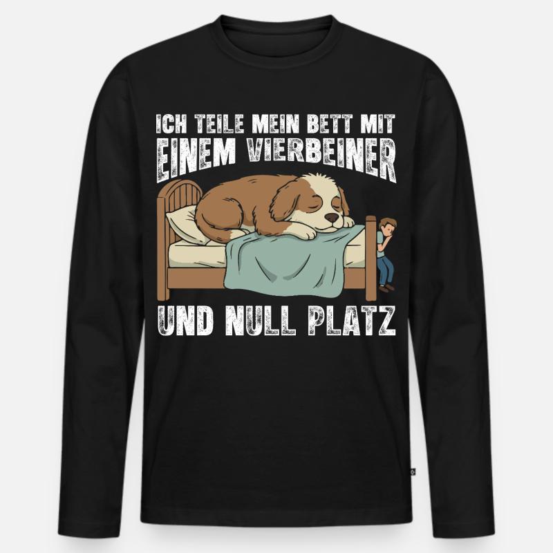 Hund als Bettmitbewohner - Männer Premium Bio Langarmshirt - Schwarz