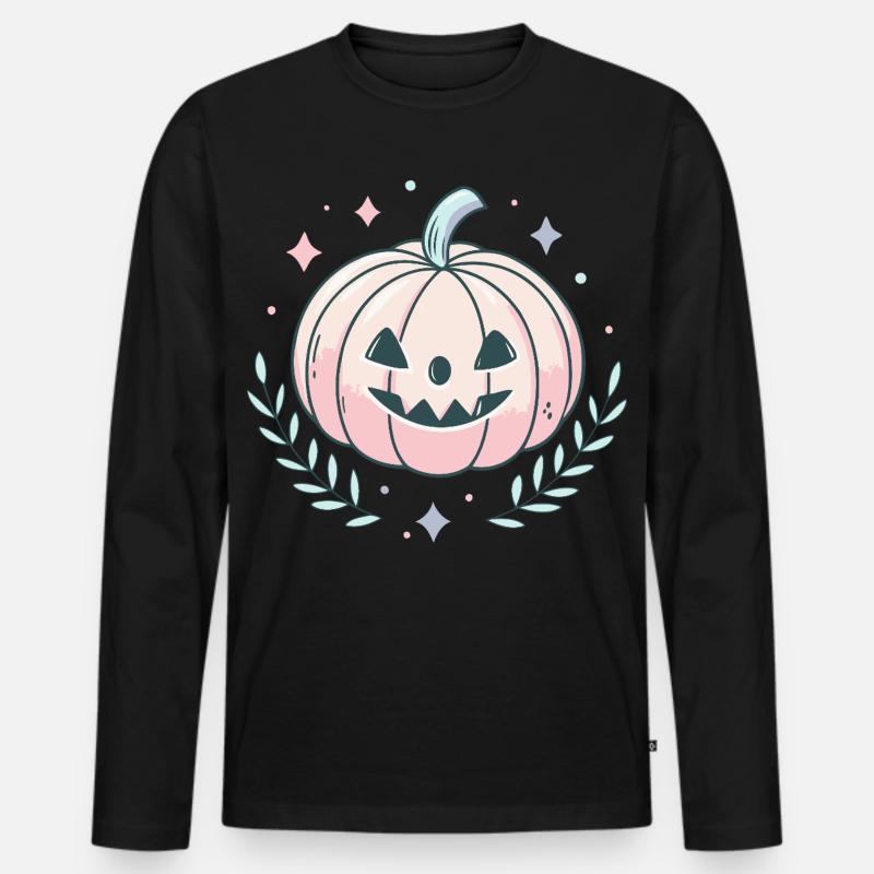 Happy pastel pumpkin - Men's Premium Organic Long Sleeve Shirt - black