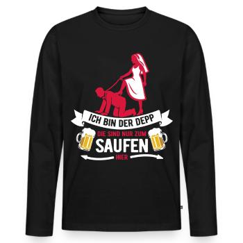 Ich bin der Depp - JGA Team Bräutigam - Männer Premium Bio Langarmshirt - Schwarz - Vorne - Nico (187cm)