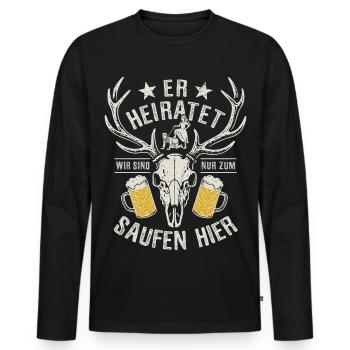 He's getting married - JGA Team Bräutigam - Men's Premium Organic Long Sleeve Shirt - black - Front - Nico (187cm)
