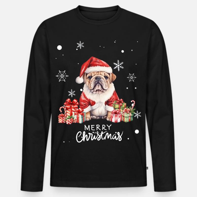 Hunde-Weihnachten - Männer Premium Bio Langarmshirt - Schwarz