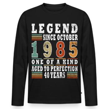 40. Geburtstag Original Oktober Jahrgang 1985 - Männer Premium Bio Langarmshirt - Schwarz - Vorne - Nico (187cm)