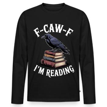 Raven on Books – Reading Happiness - Men's Premium Organic Long Sleeve Shirt - black - Front - Nico (187cm)