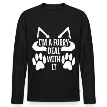 I'm A Furry Deal With It - Männer Premium Bio Langarmshirt - Schwarz - Vorne - Nico (187cm)