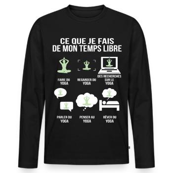 Ce que je fais de mon temps libre Humour Yoga - T-shirt manches longues Premium bio Homme - noir - Devant - Nico (187cm)