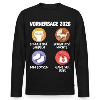 Bientôt maman PRÉDICTION 2026 Drôle - T-shirt manches longues Premium bio Homme - noir - Devant - Nico (187cm)
