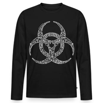 Biohazard Warning Shirt – Edgy Design - Men's Premium Organic Long Sleeve Shirt - black - Front - Nico (187cm)