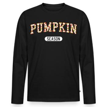 Saison des citrouilles - Feuilles d’automne Graphique - T-shirt manches longues Premium bio Homme - noir - Devant - Nico (187cm)