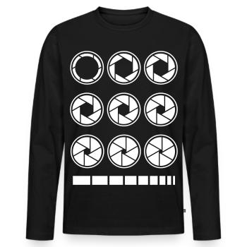 Aperture Exposure Time – Photography & Camera - Men's Premium Organic Long Sleeve Shirt - black - Front - Nico (187cm)