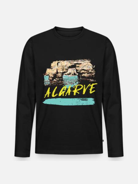 Cliffs Algarve illustration Portugal - Men's Premium Organic Long Sleeve Shirt - black