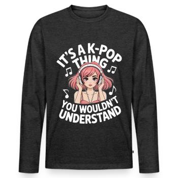 K-Pop Chose Drôle Corée Musique Anime - T-shirt manches longues Premium bio Homme - anthracite chiné - Devant - Nico (187cm)