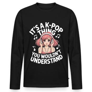K-Pop Thing Funny Korea Music Anime - Men's Premium Organic Long Sleeve Shirt - black - Front - Nico (187cm)