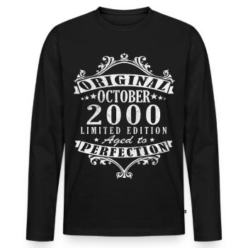 October 2000 Birthday Gift 2000 October - Men's Premium Organic Long Sleeve Shirt - black - Front - Nico (187cm)