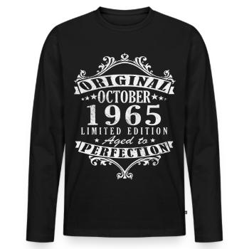 October 1965 Gift 1965 Birthday October 1965 - Men's Premium Organic Long Sleeve Shirt - black - Front - Nico (187cm)
