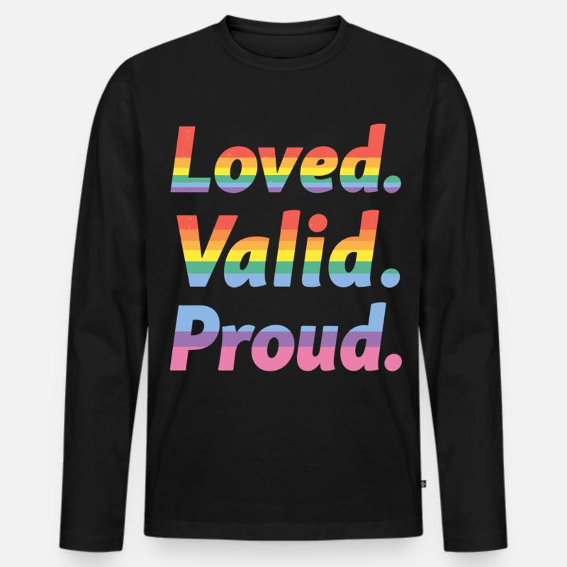 Loved Valid Proud – Pride Statement - Männer Premium Bio Langarmshirt - Schwarz