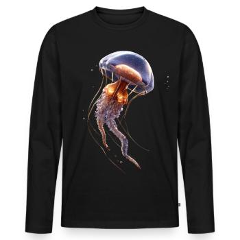 Méduse Méduse de feu Méduse Méduse mignonne - T-shirt manches longues Premium bio Homme - noir - Devant - Nico (187cm)